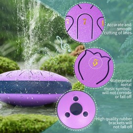 Rain Drum for Outside Garden,Steel Tongue Drum 6 Inche 11 Note Steel Drums Rain Chime,Raindrop Drum,with Soft Bag,Music Book,2 Mallets(purple)