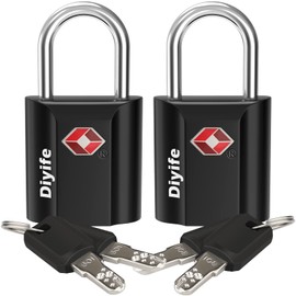Diyife TSA Luggage Locks, [2 Pieces 4 Keys] Key Lock Security Lock Travel Lock for Travel Suitcase Luggage Bag Case etc. (Black)