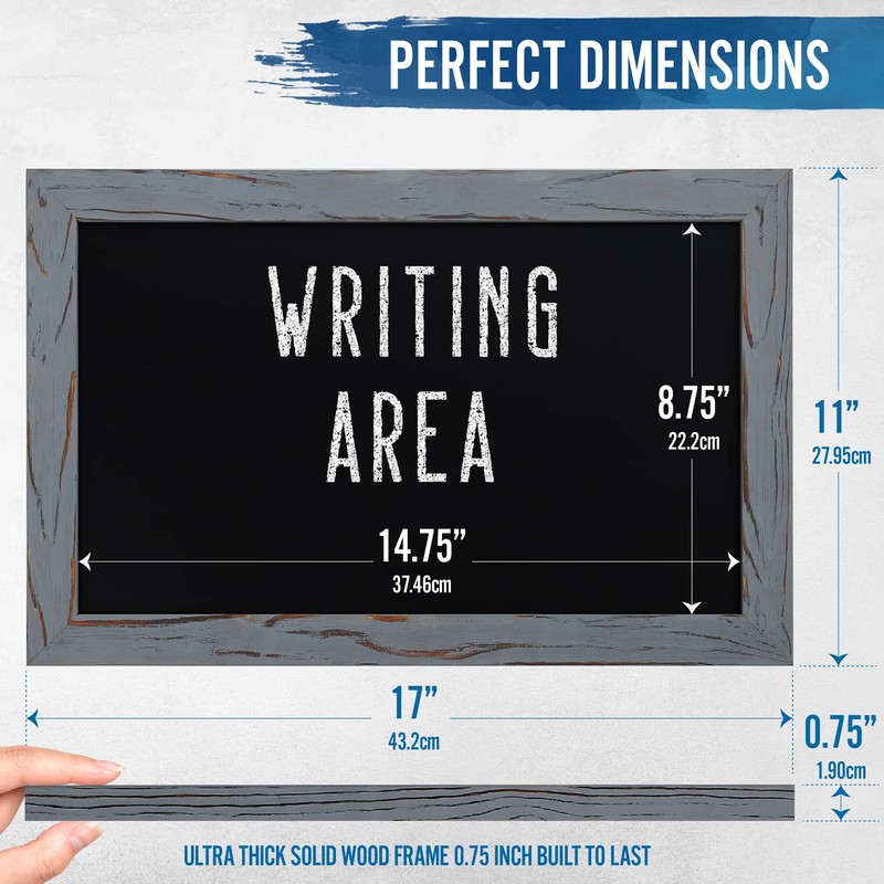 HBCY Creations Rustic Grey Magnetic Wall Chalkboard, Small Size 11"
