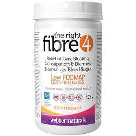 Webber Naturals Webber Naturals The Right Fibre4 IBS Intestinal Discomfort 195 g, Zesty Tangerine Flavour, 30 Servings, Fibre Supplement for Digestive Health, Low-FODMAP, Vegan