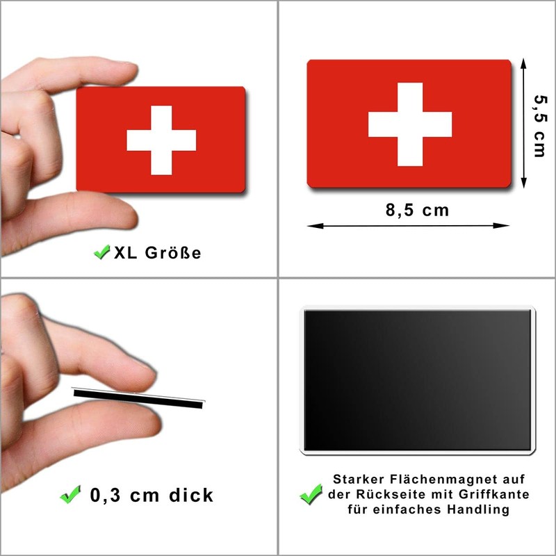 TRIOSK Fridge Magnet Strong Flag Switzerland Magnet Country Flags Gift