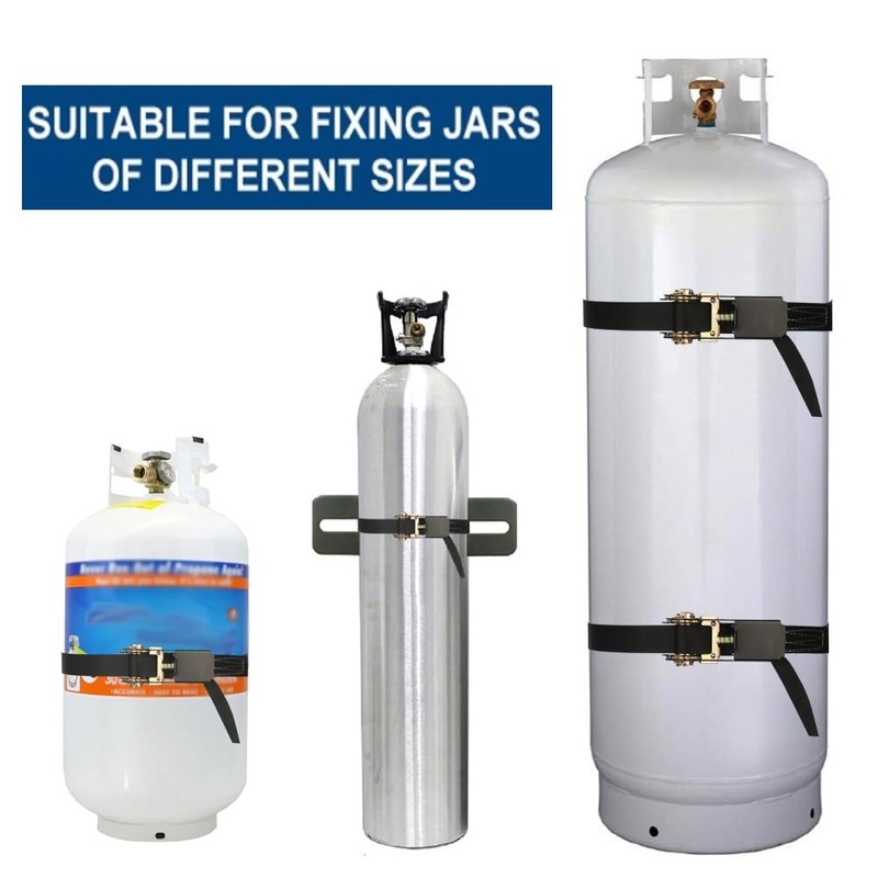 Propane Tank Holder ，Cylinder Wall Mounted Brackets, Ratchet Straps（6.6ft ）,