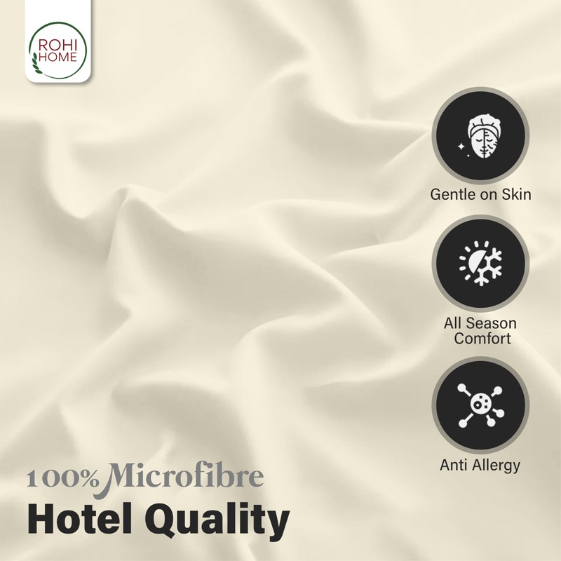 Rohi Microfibre Cream Pillowcases 4 Pack – Ultra Soft &