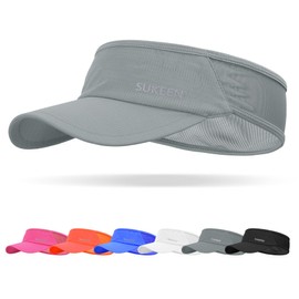 Sukeen Quick Dry Sun Visor Hat, UPF 50+ UV Sun Protection Sun Visor for Men and Women, Running Cap, Golf Hat, Cool Elastic Visor, Sports Peaked Cap for Tennis Cycling, gray