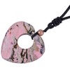 SUNYIK Natural Rhodonite Love Heart Crystal Lucky Coin Pendenat Necklace