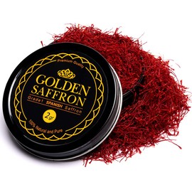 Golden Saffron, Premium Spanish Saffron Threads, Pure Red Spanish Saffron Spice Threads, For Culinary Use Such as Tea, Paella Rice, Risotto, Tachin, Basmati Rice (2 Grams)