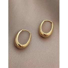 Simple Hoop Earrings (1 Pair), Fashionable Earrings for Women, Daily Clothing Decor, Trendy All-match & Exquisite Jewelry for Birthday Gift:_Golden_one-size