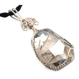 Silver Shade Coloured Crystal Glass Divine Wire Wrapped Pendant