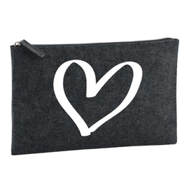 Huuraa Kulturbeutel Herz Heart Geschenk 1 Liter Charcoal Filz Herz Geschenkidee