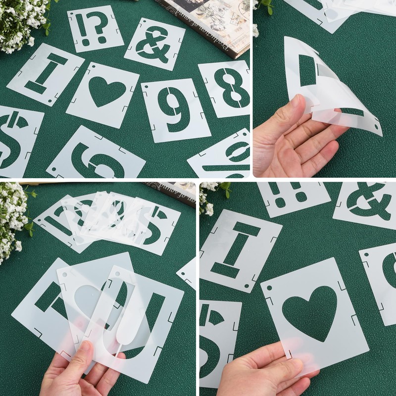Versatile 42-Piece Letter Stencil Set - Reusable Stencils for Crafts,