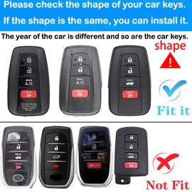 Kirsnda key fob cover metal buckle Compatible with toyota Camry RAV4 Highlander Avalon C-HR Prius Corolla ect Smart Remote Key skin,TPU Protection Key Case 4 buttons (silver blue)