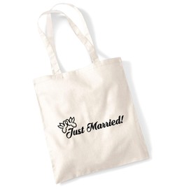 Huuraa Jute Bag Just Married Doves Gift 10 Litres Cotton Just Married Gift Idea, natural, Unit size