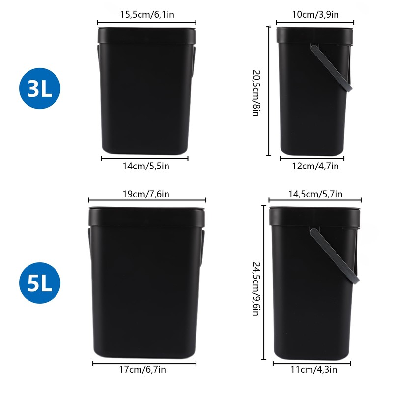 LOLYSIC Kitchen Organic Waste Container, Set of 2 (3L +