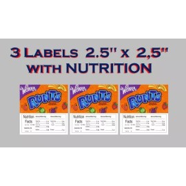 Vendstar 3 pack VENDING MACHINE CANDY LAMINATED (non adhesive) LABELS with NUTRITION
