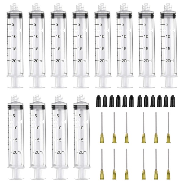 12 Pack 20ml Syringe, Large Syringe, Plastic Syringe, Syringes with