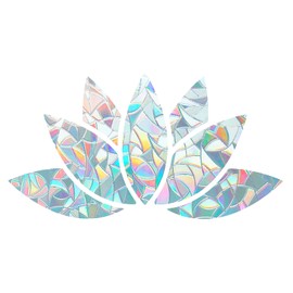 GORGECRAFT Rainbow Window Cling Lotus Anti-Collision Glass Decals Rainbow Stickers Window Glass Decal Sun Catcher Decorations Non Adhesive Prismatic Vinyl for Prevent Stop Birds