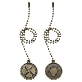 PATIKIL 13 Inch Ceiling Fan Pull Chain Extender Sets, 2 Pcs Metal Decorative Fan Pull Chain with Decorative Light Bulb and Fan Cord for Ceiling Light Lamp Fans, Bronze (Rond Shape)
