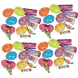 Fun Express 2 1/4" Bulk 144 Pieces Candy-Filled Bright Printed Plastic Easter Eggs
