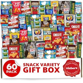 Snack Box Care Package Gift Box 60 Count - Large Variety Snack & Treats for College Students, Adults, Kids, and Office Treats