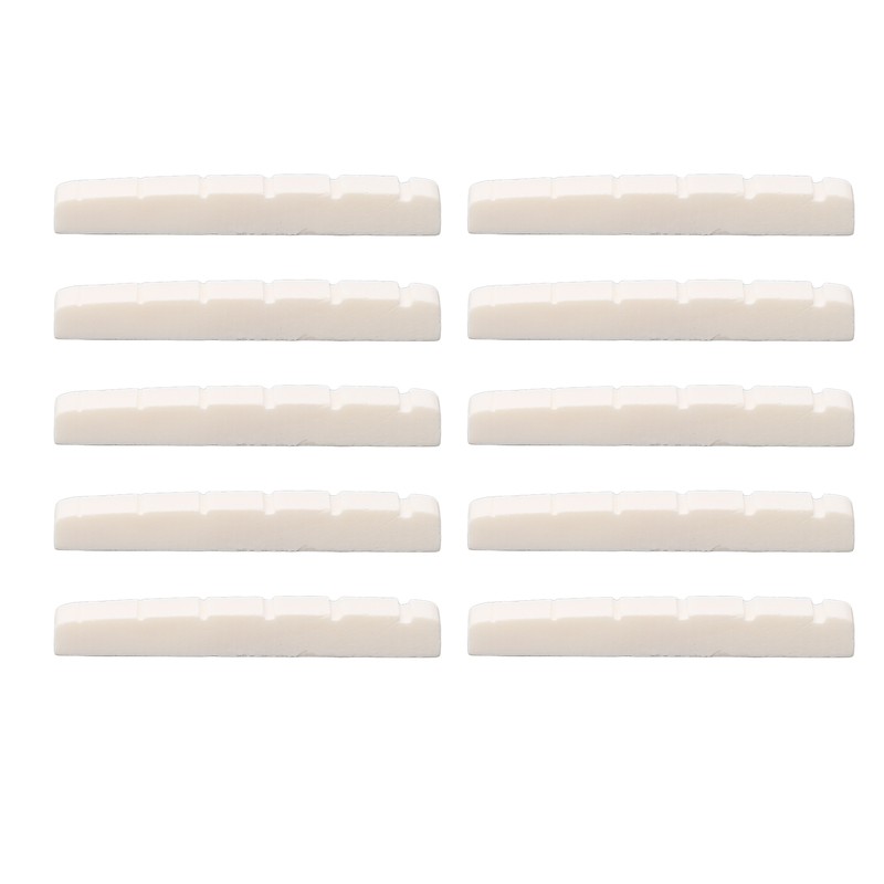10Pcs Guitar Slotted Bone Nut Flat Bottom 6 String Electric
