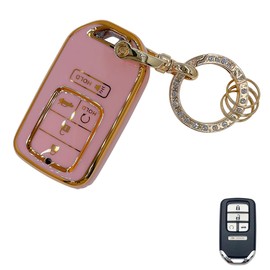 Pink Soft TPU Key Fob Cover Case Protector for Honda, Keychain, Accessories for 2015-2021 Honda Accord Civic Pilot CRV Passport Insight EX Fit Odyssey 5 Buttons Smart Remote Key (for Honda A)