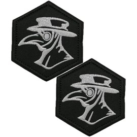 Plague Doctor Patch Hook and Loop Tactical Morale Applique Fastener Military Embroidered Patch 2Pcs