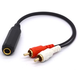 PIIHUSW 6.35mm to RCA Splitter Cable, Gold Plated 6.35 TRS Female to Dual RCA Male Stereo Audio Adapter Lead 25CM