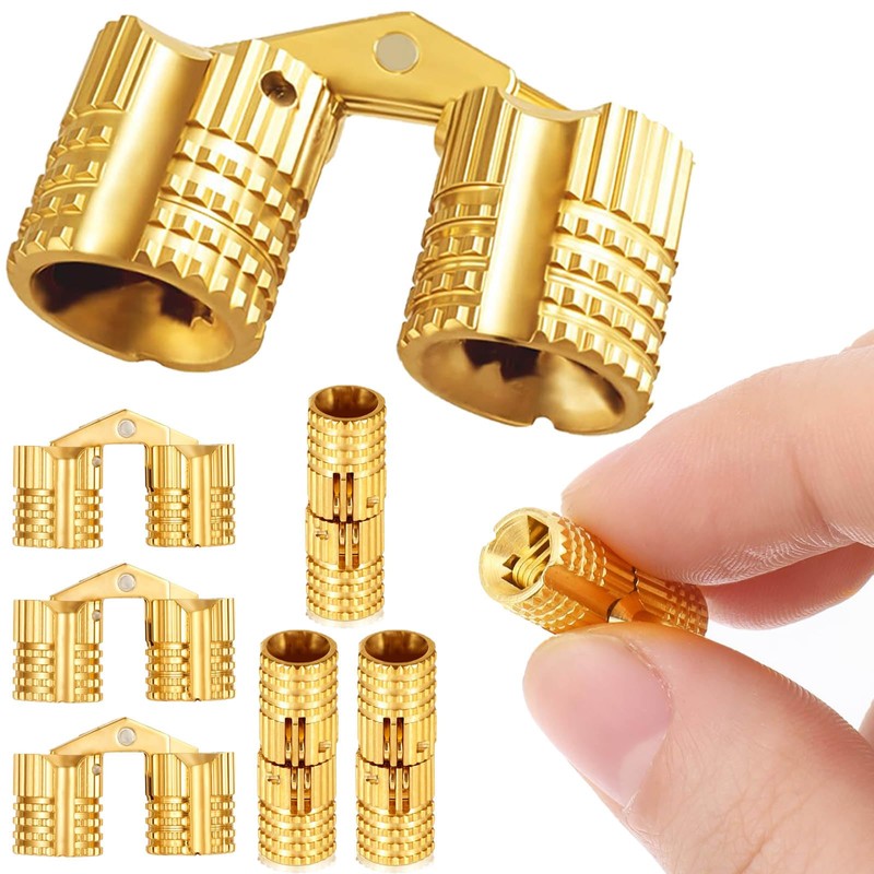 Brass 8mm Hidden Barrel Hinges with Drill Bit and Depth