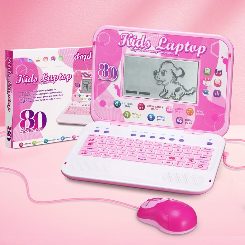 LESHITIAN Kids Laptop, 80 Learning Modes with 7 Inch Large