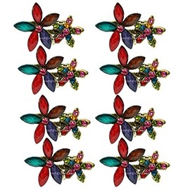 8x Metal, Rhinestone & Acrylic Small Hair Clips Hair Clips Flowers, Vintage, 5252B