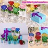 Crystal Rose Figurine Ornament Glass Flower Ornament 3.34’’ Crystal Flowers