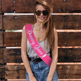 Dancing Queen Sash with Iridescent Foil, Hot Pink Disco Bachelorette Party Sashes for Bridal Shower, Birthday Sash for Girls Women, Mamma Mia Party Sashes Decorations(Hot Pink + Iridescent)