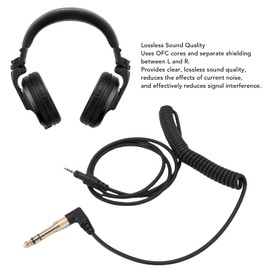 Cable de Audio en Espiral para Pionero DJ HDJ-CUE1 HDJ-CUE1BT HDJ-X5 HDJ-X7 HDJ-S7 Auriculares, Cable de Extensión de ángulo Recto de 90 Grados, con Adaptador de 6.35 mm