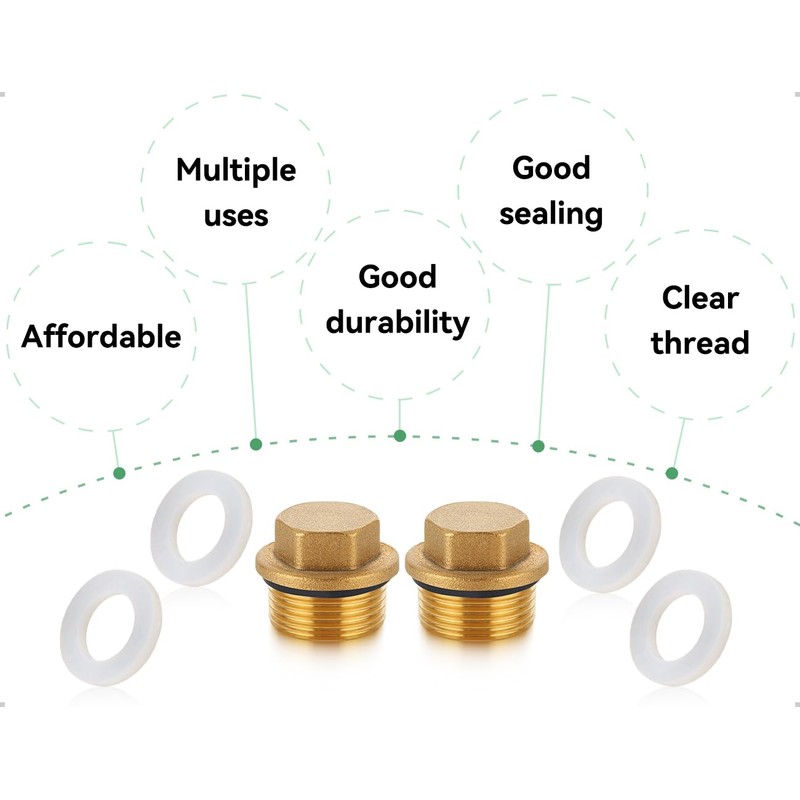 AOYEGIC Pack of 2 brass plugs, 3/4 inch male thread