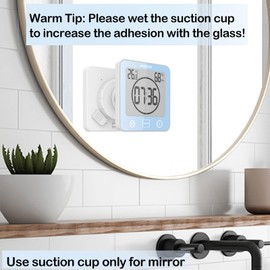 Waterproof Hanging Wall Clock Shower Timer, Large Digital Bathroom Alarm Clock for Kids, Big Visual Kitchen Cooking Countdown Timer, Bath Temperature Humidity Meter Mirror Suction Cup Timer (Blue)