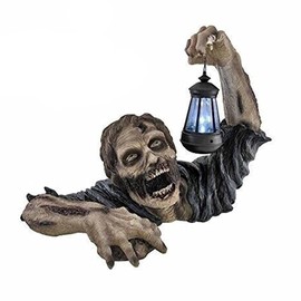 KENANLAN LED Lantern Resin Zombie Garden Statues Horror Movie Garden Gnome Statue Outdoor Garden Patio Yard Lawn (a)