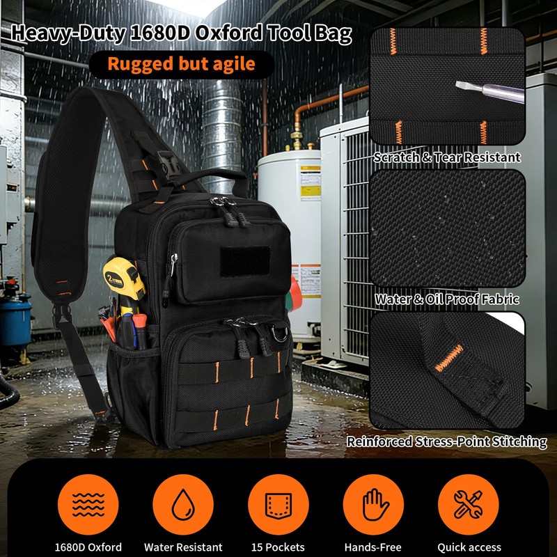 Rexmore Tactical Electrician & HVAC Tool Chest Bag with 3-Point