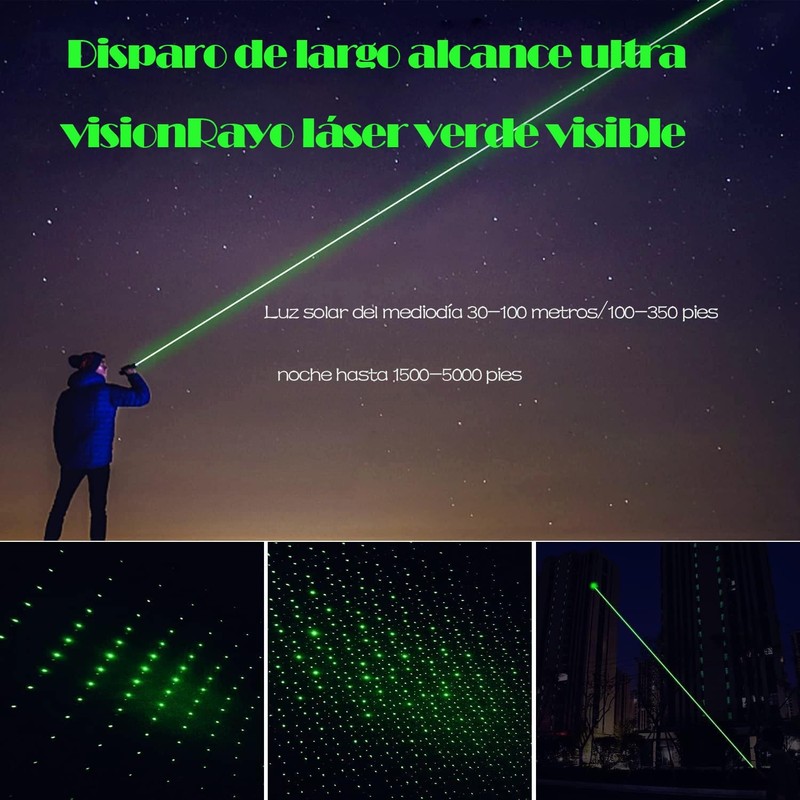 Linterna de luz verde, Carga USB, Adecuado para Acampar, Cazar,