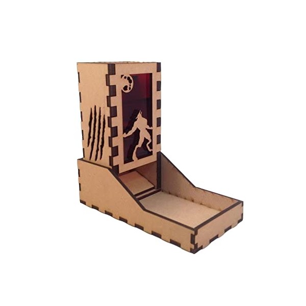 Werewolf Mini Dice Tower Red Acrylic Window Laser Cut MDF