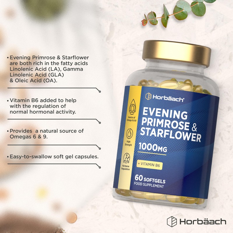 Evening Primrose and Starflower Oil Capsules 1000mg | with Vitamin