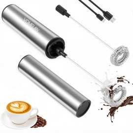 Rechargeable Milk Frother Battery Operated,2-Speed Portable Travel Frother,Electric Milk Foamer Coffee Frother for Latte, Cappuccino, Hot Chocolate Drink Mixer with Double Mini Whisks and USB Cable
