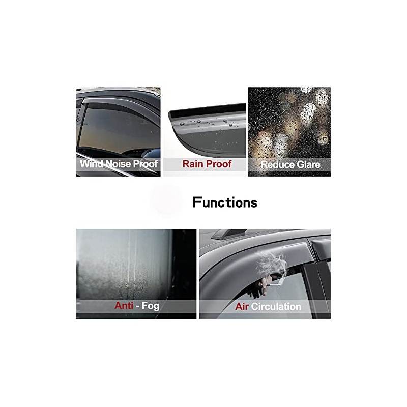 Puermto 92359 Side Window Visor Wind Vent Deflector fit for