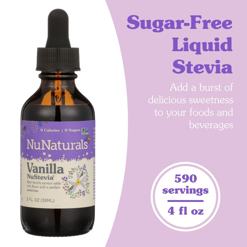 NuNaturals Liquid Vanilla Stevia, Sugar-Free Sweetener, Plant-Based Sugar Substitute, Zero