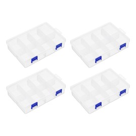 HARFINGTON 4pcs Component Storage Box 8 Grids PP Electronic Organizer Box with Adjustable Driver Large Hardware Containers Tools Boxes for Small Accessories