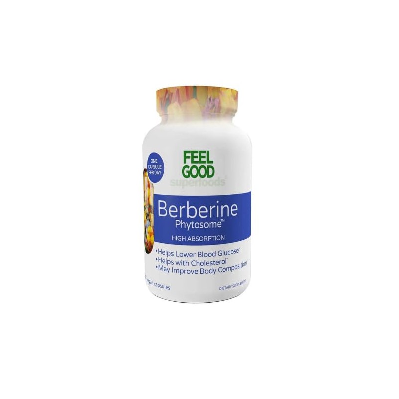 Feel Good Superfoods Berberine Phytosome, 120 Vegan Capsules + Dri