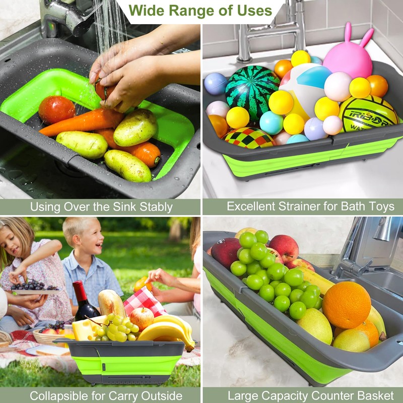 ROTTOGOON 7Qt Collapsible Colander Strainer, Expandable Over the Sink Colander,