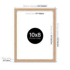 Almost Frameless 10x8 Oak Picture Frame Set of 2, Display 10x8 Picture Gallery Wall, Poster, Photo, Artwork, or Print, Yellow