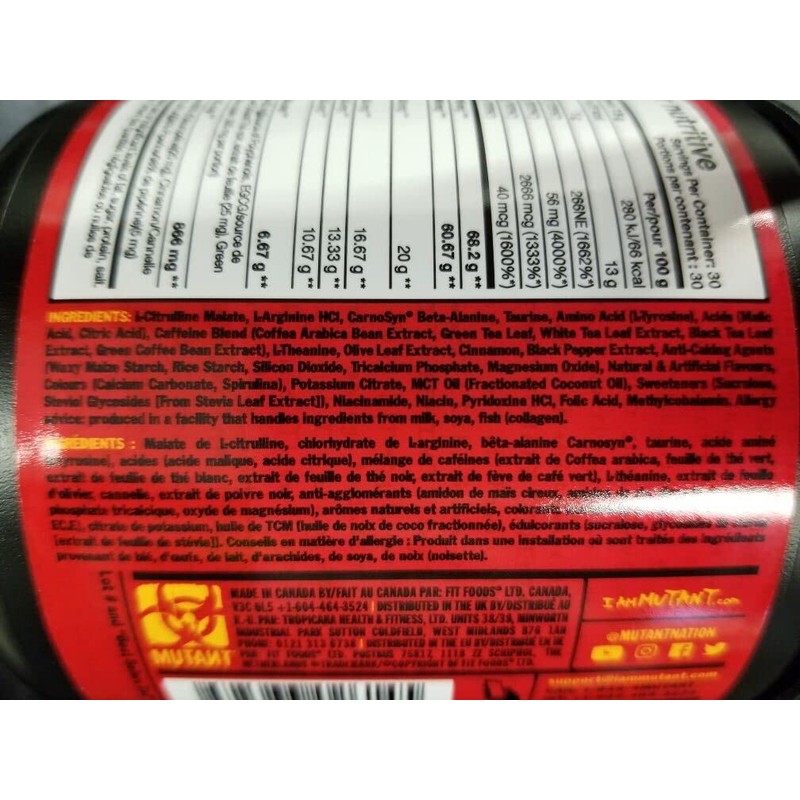 MUTANT Madness | Original Mutant Pre-Workout Powder| High-Intensity Workouts| 30