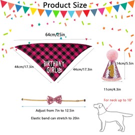 ZMD Girl Dog Birthday Hat,Dog Birthday Party Supplies,Dog Birthday Outfit,Birthday Girl Dog Bandana with Bow Tie Numbers Dog Party Hat Dog Birthday Decorations for Medium Large Dogs Pets,Pink
