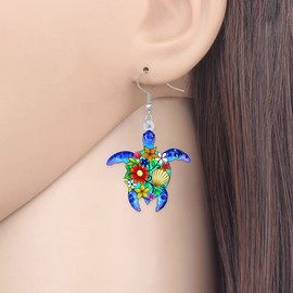 DALANE Acrylic Cute Turtle Earrings Hanging Dangle Drop Ocean Animals Jewellery Gifts for Women Girls Children, Acrylic, No Gemstone